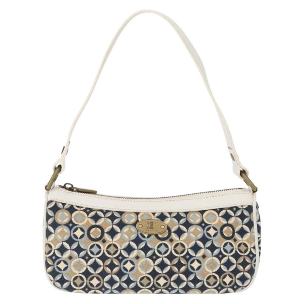 Celine Vintage Pochette Canvas Navy Canvas Shoulder Bag Bag